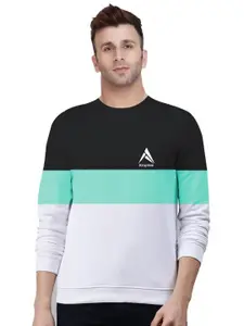 Kroptee Men Colourblocked Round Neck Cotton Sweatshirt