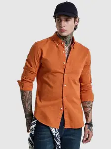 Snitch Men Smart Slim Fit Button-Down Collar Solid Casual Shirt