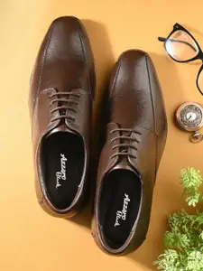 Azzaro Black Men Brown Genuine Leather Formal Derby Shoes