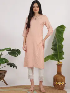 W Floral Printed Keyhole Neck Straight Kurta