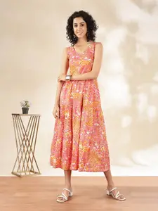 Anouk Floral Print Fit & Flare Maxi Dress