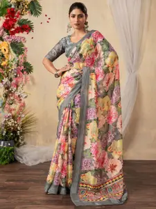 Saree mall Floral Pure Chiffon Bagru Sarees