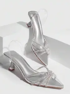 PURPLEHUNT Women Embellished Slim Heeled Peep Toes