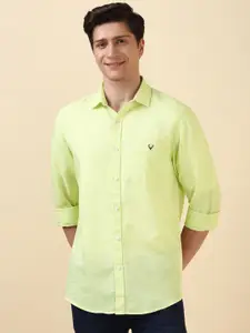 Allen Solly Men Spread Collar Solid Linen Casual Shirt