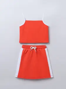 taffykids Girls Shoulder Straps Neck Top With Skirt