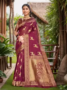 Anouk Ethnic Motifs Printed Chanderi Saree With Blouse Piece