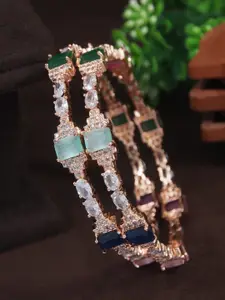 Anouk Set Of 2 Rose Gold-Plated American Diamond Studded Bangles