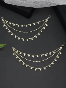 PRIVIU Gold-Plated Artificial Beaded Contemporary Ear Cuff