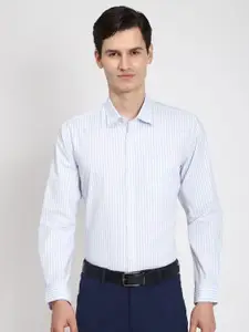 Peter England Men Spread Collar Vertical Striped Cotton Formal Shirt