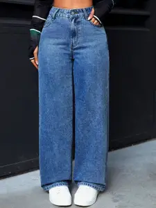 DressBerry Women Comfort Straight Fit High-Rise Light Fade Acid Wash Stretchable Jeans