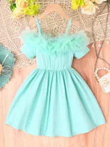 INCLUD Girls Self Design Ruffled Fit & Flare Dress