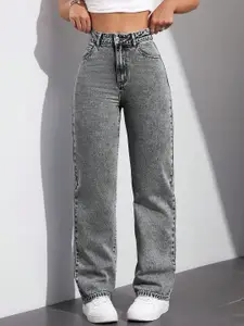 DressBerry Women Comfort Straight Fit High-Rise Light Fade Acid Wash Stretchable Jeans