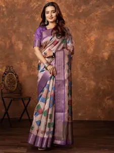 KALINI Geometric Printed Silk Blend Saree