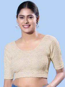 VAMAS - THE DESIGNER BLOUSES Silk Round Neck Non-Padded Stretchable Saree Blouse