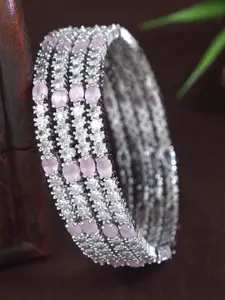 Anouk Set Of 4 Silver-Plated American Diamond Studded Bangles