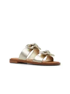 ALDO Women Leather Open Toe Flats with Bows