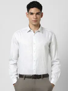 V Dot Men Spread Collar Abstract Printed Cotton Formal Shirt