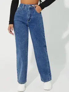 DressBerry Women Comfort Straight Fit High-Rise Acid Wash Stretchable Jeans