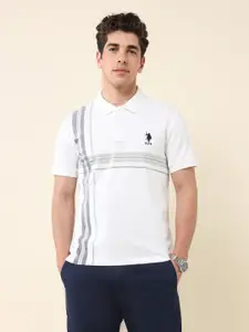 U.S. Polo Assn. Men Checked Polo Collar Cotton Slim Fit T-shirt