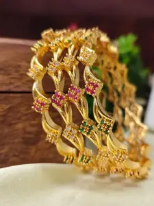 Anouk Set Of 4 Gold-Plated American Diamond Studded Bangles