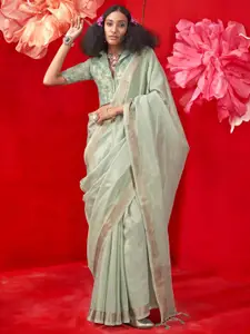 Saree mall Solid Woven Design Zari Tissue Saree