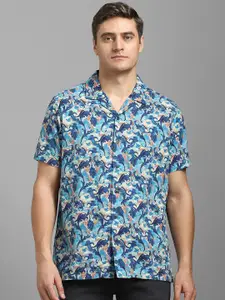 Louis Philippe Men Cuban Collar Abstract Printed Cotton Casual Shirt