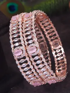 Anouk Set Of 2 Rose Gold-Plated American Diamond Studded Bangles