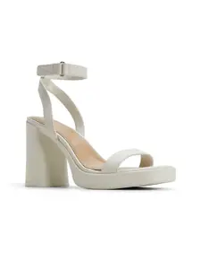 ALDO Women White Leather Mid-Top Block Sandals Heels