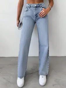 DressBerry Women Comfort Straight Fit High-Rise Light Fade Stretchable Jeans