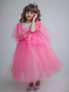 INCLUD Girls Midi length Flared Sleeve Fit & Flare Sequined Dress