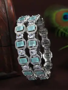 Anouk Set Of 2 Silver-Plated American Diamond Studded Bangles