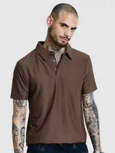 Snitch Men Self Design Polo Collar Slim Fit T-shirt