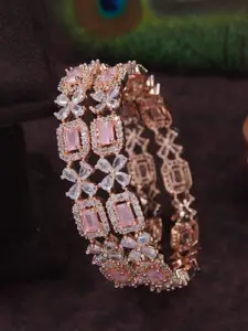 Anouk Set Of 2 Rose Gold-Plated American Diamond Studded Bangles