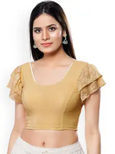 VAMAS - THE DESIGNER BLOUSES Round Neck Short Sleeves Non-Padded Saree Blouse