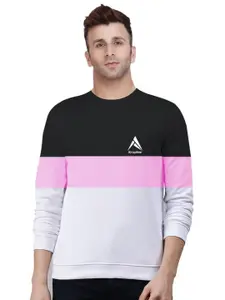 Kroptee Men Colourblocked Round Neck Cotton Sweatshirt