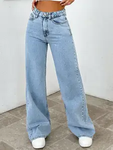 DressBerry Women Comfort Straight Fit High-Rise Light Fade Acid Wash Stretchable Jeans