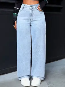 DressBerry Women Comfort Straight Fit High-Rise Light Fade Acid Wash Stretchable Jeans