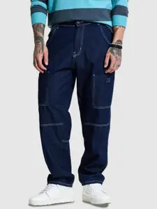 Snitch Men Dark Blue Baggy Fit Jeans