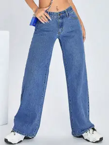 DressBerry Women Comfort Straight Fit High-Rise Light Fade Acid Wash Stretchable Jeans