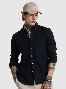 Snitch Men Smart Slim Fit Button-Down Collar Solid Casual Shirt