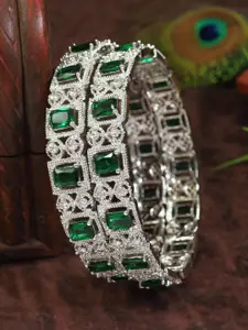 Anouk Set Of 2 Silver-Plated American Diamond Studded Bangles