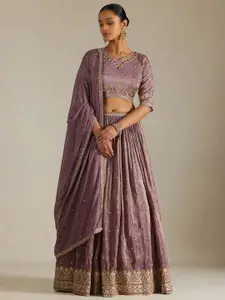 Soch Floral Embroidered Sequinned Ready to Wear Tissue Lehenga & Choli With Dupatta
