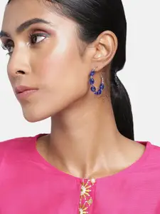 Sangria Silver Plated Beaded Circular Hoop Earrings