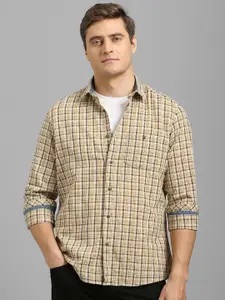 Louis Philippe Jeans Men Spread Collar Checked Cotton Casual Shirt