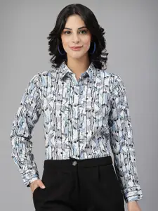 Style Quotient Women Classic Regular Fit Spread Collar Abstract Printed Formal Shirt