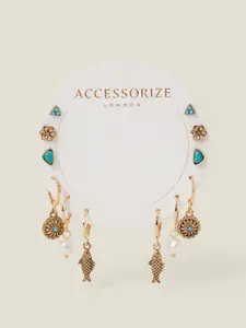 Accessorize Set Of 6 Floral Shaped Studs