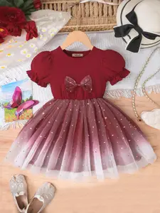 INCLUD Girls Puff Sleeve Fit & Flare Dress