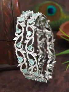 Anouk Set Of 2 Silver-Plated American Diamond Studded Bangles