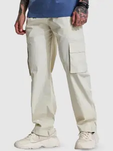 Snitch Men Off White Relaxed Fit Cargo Pants