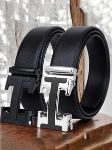 The Roadster Lifestyle Co. Men Pack Of 2 Textured Belts
